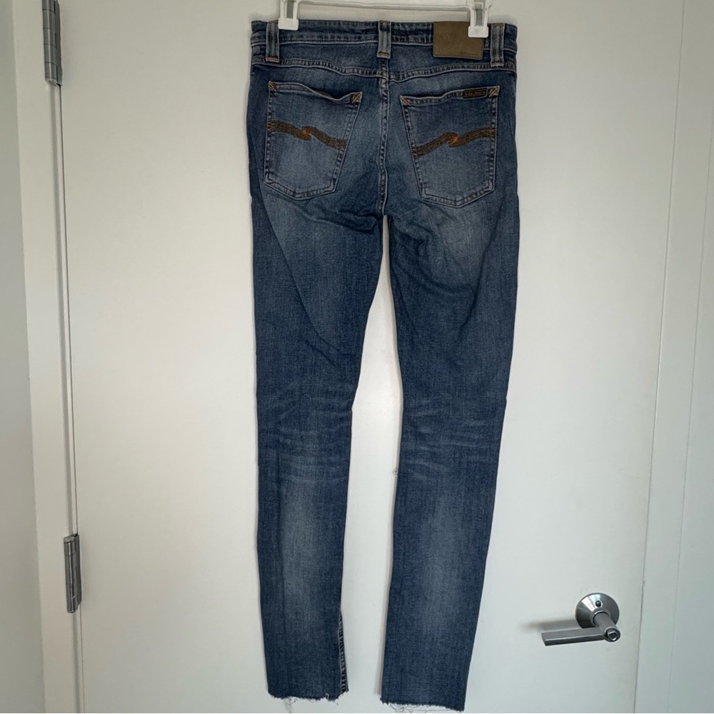 Size 28 Length 34 Nudie Jeans Women’s Faded Blue Denim Ripped Skinny Jeans - Picture 2 of 16